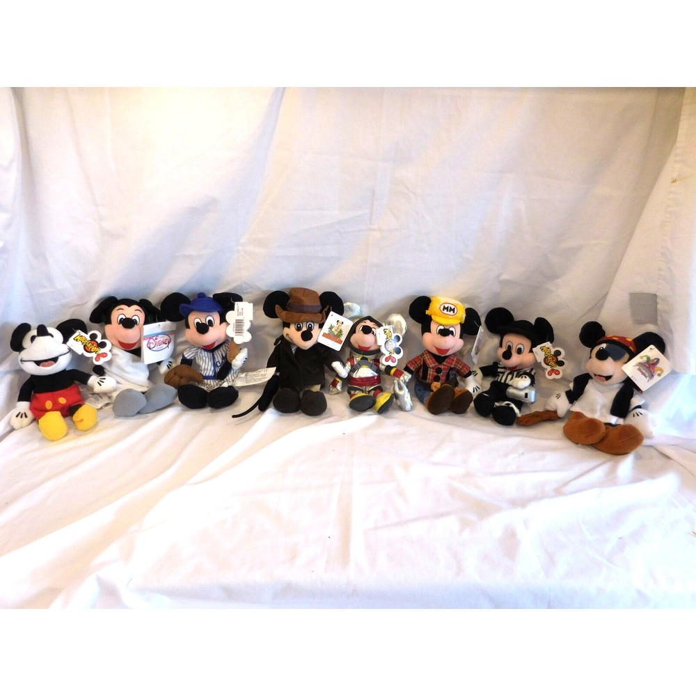 Disney Mickey Mouse Set of 8 Plush Beanie NEW w/ Disney Tags RETIRED RARE